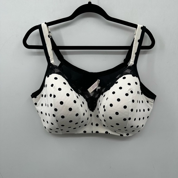 CAIQUE white, black polka dot woman's bra. 48D - Picture 1 of 8